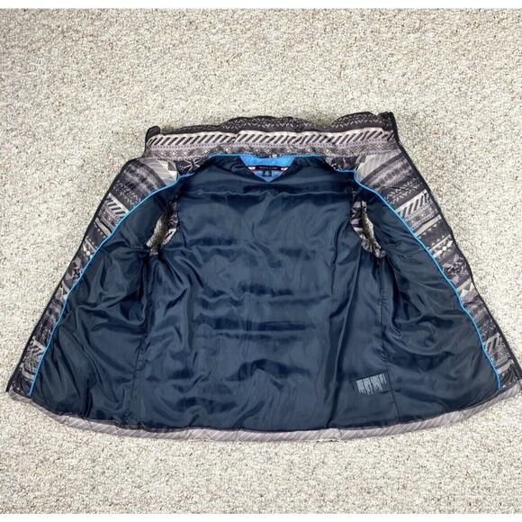 Tommy Hilfiger Puffer Vest S Pixelated Fair Isle Print Button Pockets Down Blend - Picture 6 of 9
